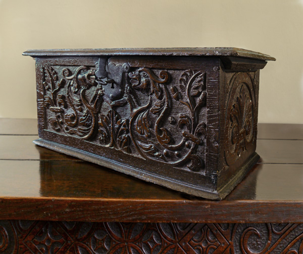 Box with dragon carving
